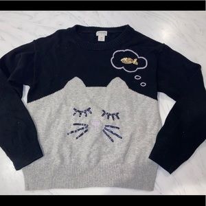 J crew crewcuts kitty cat dreaming of sequin fish sweater size 10